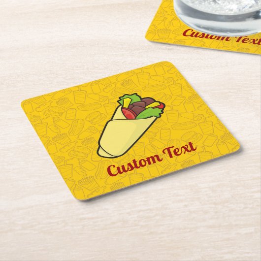 Tortilla Sandwich Wrap Square Paper Untersetzer (angewinkelt)