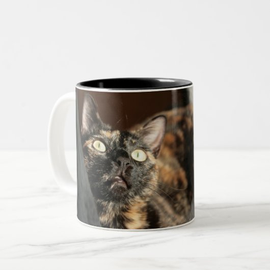 Tortitude mug - tortoiseshell cat zweifarbige tasse (Vorderseite Links)