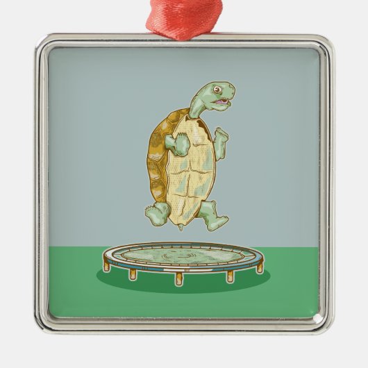 Tortoise auf einem Trampolin Ornament Aus Metall (Vorne)