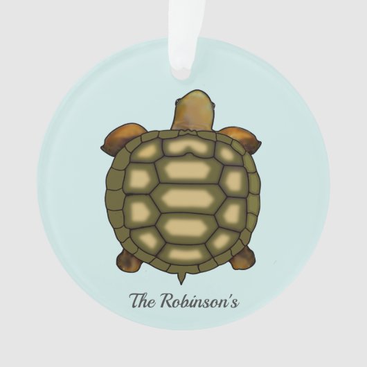 Tortoise auf hellblauen Acrylschmuck Ornament (Vorderseite)
