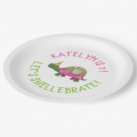 Tortoise Birthday Party Teller - Turtle Birthday (Schrägansicht)