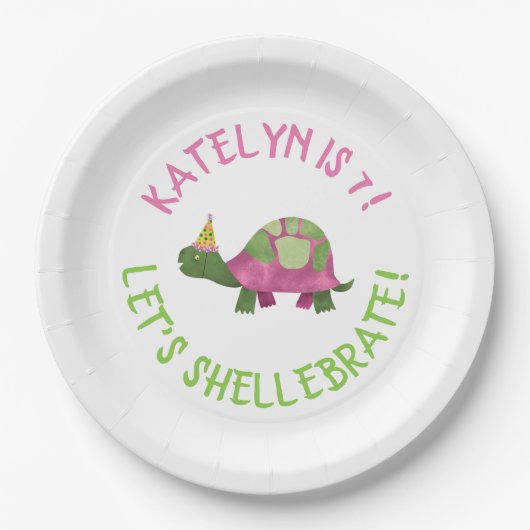 Tortoise Birthday Party Teller - Turtle Birthday (Vorderseite)