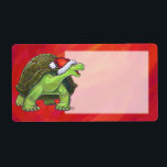Tortoise Christmas<br><div class="desc">Tierparade Feierliche Tortoise in Weihnachtsmannmütze auf Red Christmas Geschenke und Accessoires bieten unsere lustigen Kunstwerke einer niedlichen Schildkröte, die für die Ferien in einer roten Weihnachtsmannmütze vor einem strukturierten roten Hintergrund verdeckt ist. Auf der Rückseite dieser lustigen Tiergeschenke finden Sie auch unsere Knorpelschildkröte aus dem Rücken, die einen heiligen Kranz...</div>