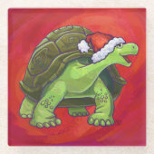 Tortoise Christmas Glasuntersetzer (Vorderseite)