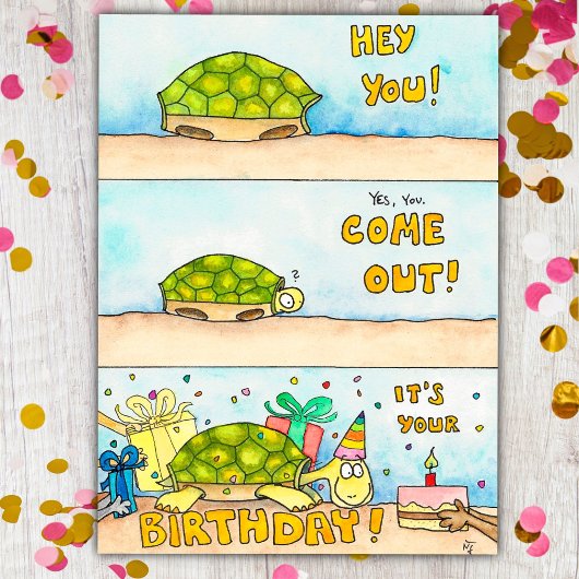 Tortoise Happy Birthday Postcard von Nicole Janes Postkarte