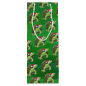 Tortoise in der Weihnachtsmannmütze auf grün Geschenktüte Für Weinflaschen (Rückseite)