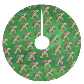 Tortoise in der Weihnachtsmannmütze auf grün Polyester Weihnachtsbaumdecke (Vorderseite)