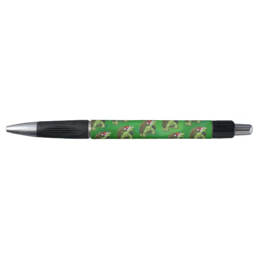 Tortoise in der Weihnachtsmannmütze über Grün Kugelschreiber (Vorderseite)