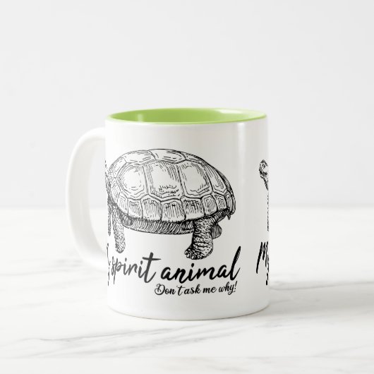 Tortoise ist mein Geistertier für einen langsamen  Zweifarbige Tasse (Vorderseite Links)