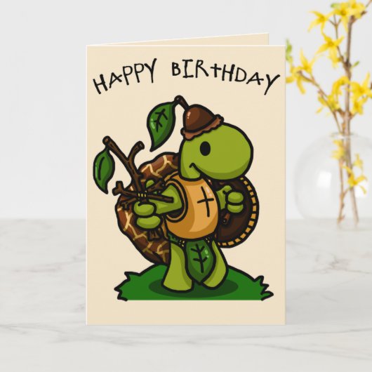 Tortoise Knight Birthday Card Karte (Gelbe Blume)