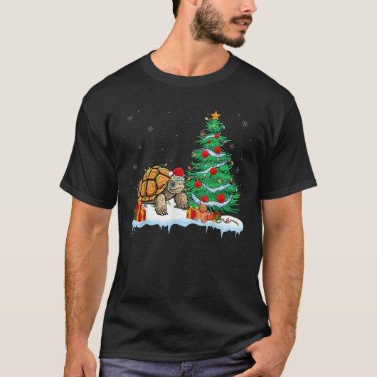 Tortoise Lover Christmas Tortoise Wear Santa Ha T-Shirt (Vorderseite)