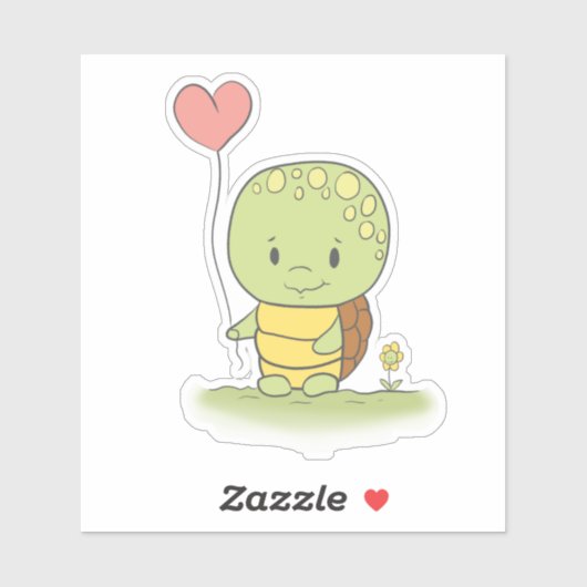 Tortoise mit Herzballon Aufkleber (Blatt)