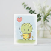 Tortoise mit Herzballon Postkarte (Stehend Vorderseite)