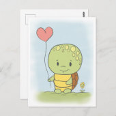 Tortoise mit Herzballon Postkarte (Vorne/Hinten)