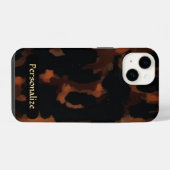 Tortoise Muschel Muster | Brawn Black Elegant Chic iPhone Hülle (Rückseite (Horizontal))