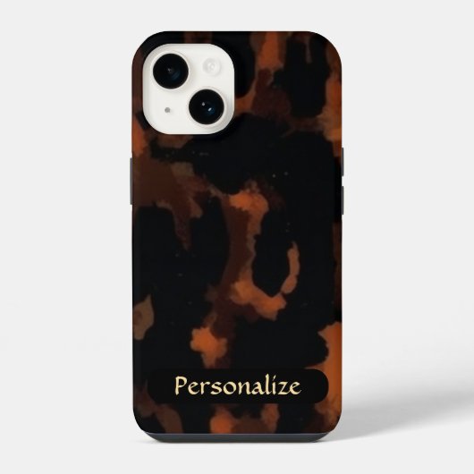 Tortoise Muschel Muster | Brawn Black Elegant Chic iPhone Hülle (Rückseite)