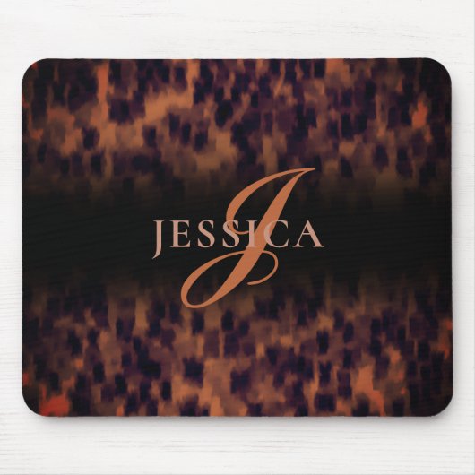 Tortoise Muschel Print Animal Print Monogram Name Mousepad (Vorne)