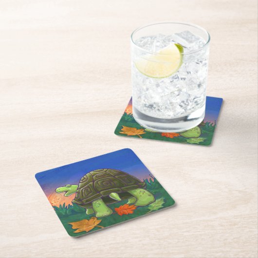 Tortoise Party Center Rechteckiger Pappuntersetzer (Vor Ort)