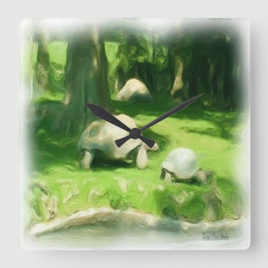 Tortoise Race Quadratische Wanduhr (Vorderseite)