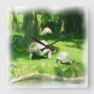 Tortoise Race Quadratische Wanduhr