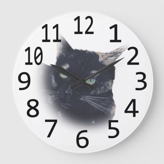 Tortoise Shell Cat Face Head Painting Wall Clocks Große Wanduhr (Vorderseite)