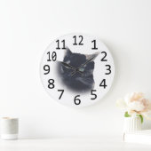 Tortoise Shell Cat Face Head Painting Wall Clocks Große Wanduhr (Zuhause)