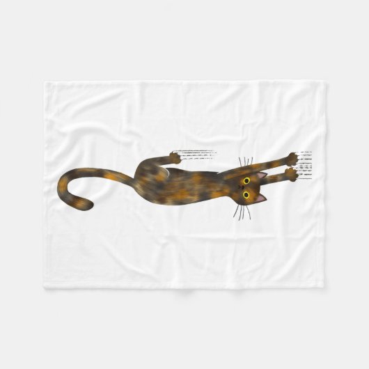 Tortoise Shell Cat Hanging On Funny Tortie Cat Fleecedecke (Vorderseite (Horizontal))
