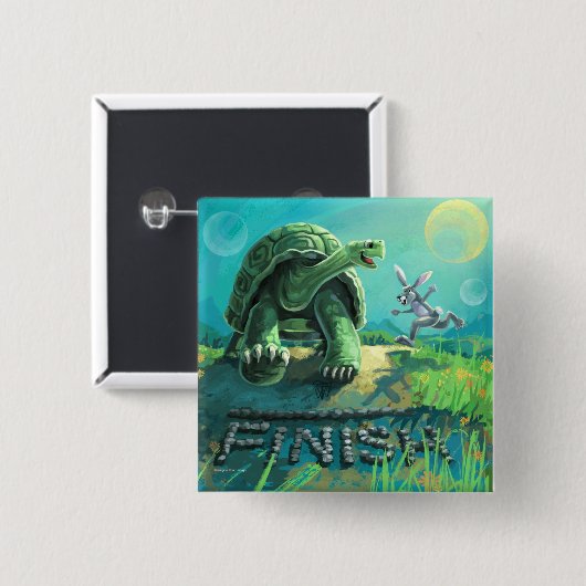 Tortoise und Hare Art Button (Vorne & Hinten)