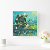 Tortoise und Hare Art Quadratische Wanduhr (Zuhause)