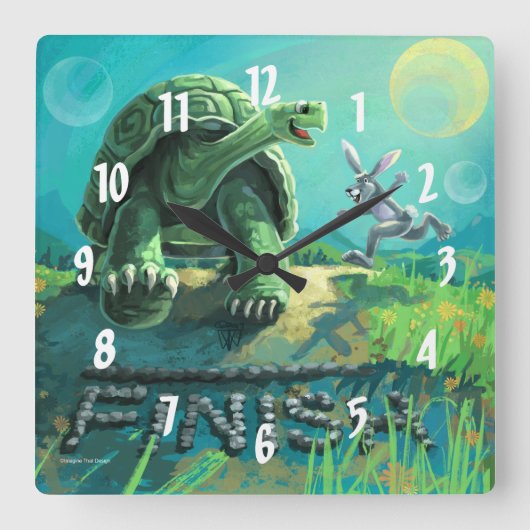 Tortoise und Hare Art Quadratische Wanduhr (Vorderseite)