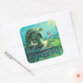 Tortoise und Hare Art Quadratischer Aufkleber (Umschlag)