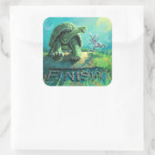 Tortoise und Hare Art Quadratischer Aufkleber (Tasche)