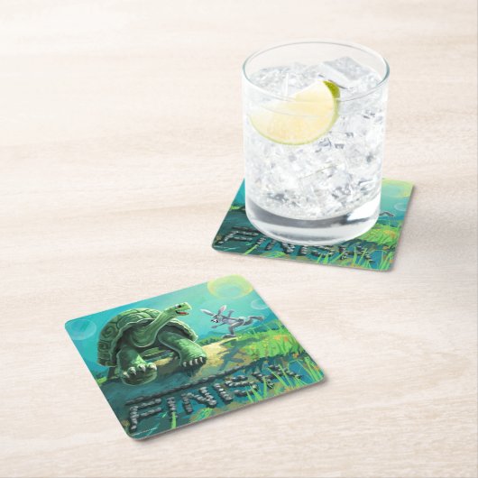 Tortoise und Hare Art Rechteckiger Pappuntersetzer (Vor Ort)