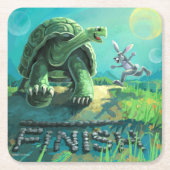 Tortoise und Hare Art Rechteckiger Pappuntersetzer (Vorderseite)