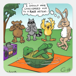 Tortoise und Hare Revisted Quadratischer Aufkleber