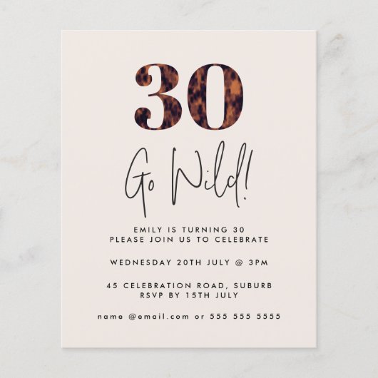 Tortoiseshell 30. Geburtstag Einladung (Vorderseite)