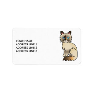 Tortoiseshell Birman / Ragdoll Chat & Custom Text Adressaufkleber