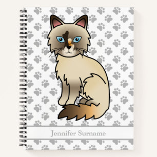 Tortoiseshell Birman / Ragdoll Chat & Custom Text Notizblock