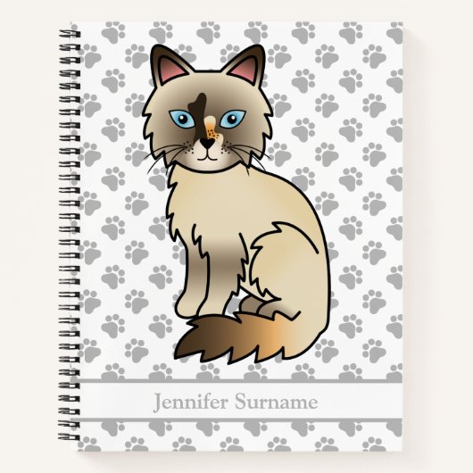 Tortoiseshell Birman / Ragdoll Chat & Custom Text Notizblock (Vorderseite)