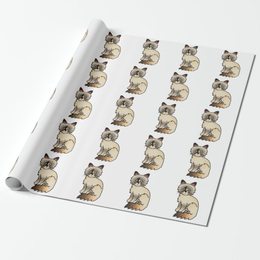 Tortoiseshell Birman / Ragdoll Niedlich Cat Patter Geschenkpapier (Ungerollt)