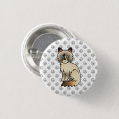 Tortoiseshell Birman / Ragdoll Niedlich Cat & Paws Button (Vorne & Hinten)