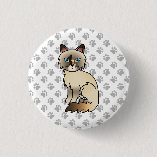 Tortoiseshell Birman / Ragdoll Niedlich Cat & Paws Button (Vorderseite)