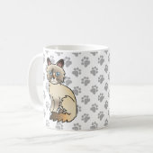 Tortoiseshell Birman / Ragdoll Niedlich Cat & Paws Kaffeetasse (Vorderseite Links)