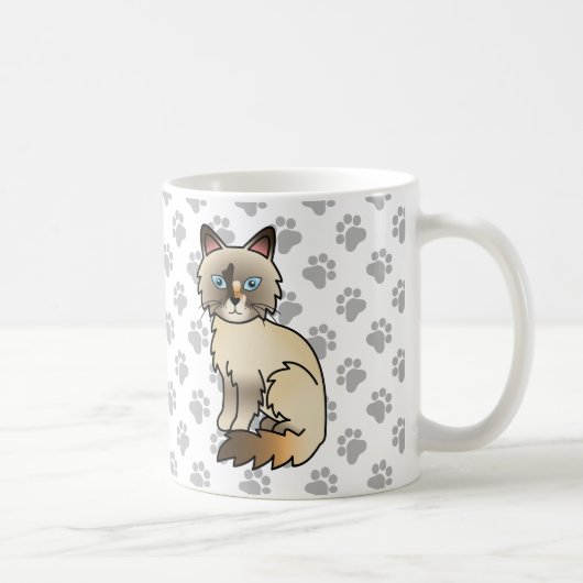 Tortoiseshell Birman / Ragdoll Niedlich Cat & Paws Kaffeetasse (Rechts)