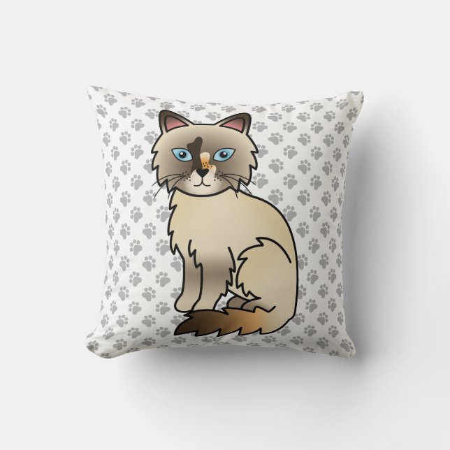 Tortoiseshell Birman / Ragdoll Niedlich Cat & Paws Kissen (Vorderseite)