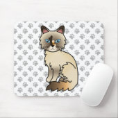 Tortoiseshell Birman / Ragdoll Niedlich Cat & Paws Mousepad (Mit Mouse)