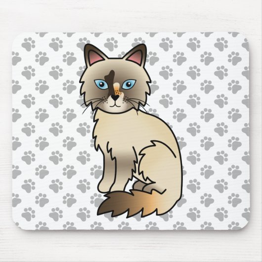 Tortoiseshell Birman / Ragdoll Niedlich Cat & Paws Mousepad (Vorne)