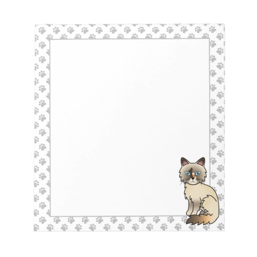 Tortoiseshell Birman / Ragdoll Niedlich Cat & Paws Notizblock (Vorderseite)