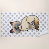 Tortoiseshell Birman / Ragdoll Niedlich Cat & Paws Strandtuch (Vorderseite)