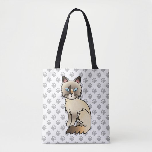 Tortoiseshell Birman / Ragdoll Niedlich Cat & Paws Tasche (Vorderseite)